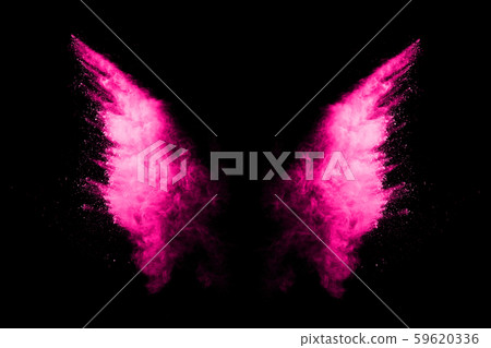 Pink powder explosion on black background. Colored cloud. Colorful dust explode. Paint Holi. 59620336