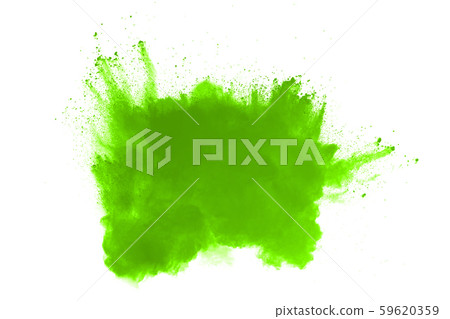 Green powder explosion on white background. Colored cloud. Colorful dust explode. Paint Holi. 59620359