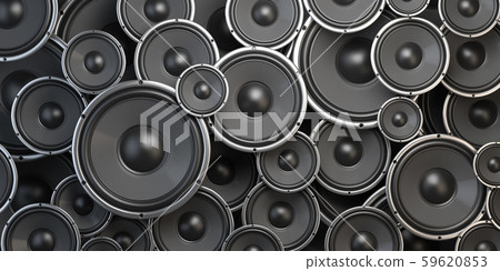 Acoustic sound speakers background. Black 59620853