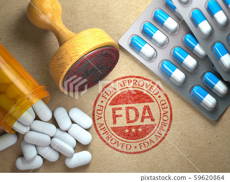 FDA approved  concept. Rubber stamp with FDA and 59620864