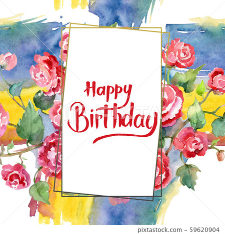 Happy birthday red roses bouquet vintage Vector Image