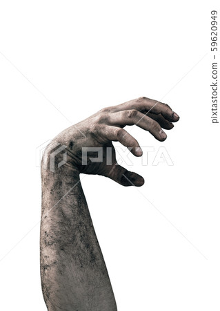 Zombie hand dirty with soil isolated on white background Zombie hand dirty with soil isolated on white background 59620949