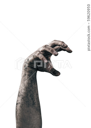 Zombie hand dirty with soil isolated on white background 59620950