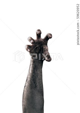 Zombie hand dirty with soil isolated on white background 59620952