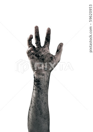 Zombie hand dirty with soil isolated on white background Zombie hand dirty with soil isolated on white background 59620953