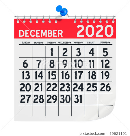 December 2020 Monthly Wall Calendar, 3D rendering 59621191