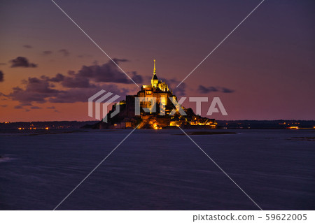 World heritage night view of Mont Saint Michel 59622005