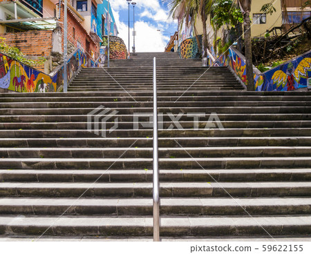 Colorful stairway in the city center of Cuenca, Ecuador 59622155