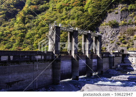 (Yamanashi Pref.) South Alps Road in Autumn (Narada Lake Dam and Sluice) 59622947