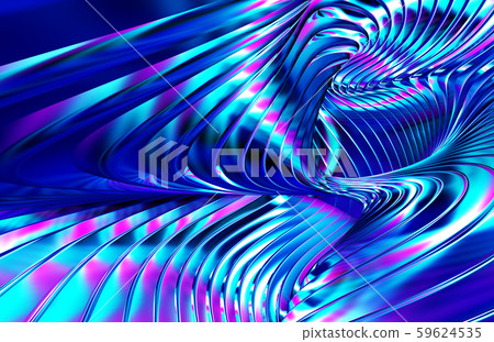 Abstract Futuristic Metal Background. Unreal Shapes From Iridescent Stripes. 3D Illustration. 59624535