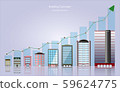 Business growth concept building set small to big graph and arrow design building development improvement up  59624775