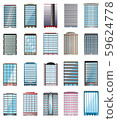 Building set medium size urban cityscape various buildings 20 unit flat gradient design using as a component work isolated on white background 59624778