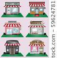 Building cafe coffee shop set cafe street flat gradient style using as a component concept architecture vector 59624781