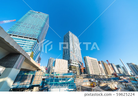 Redevelopment of Tokyo cityscape in Shibuya station. View of Sakuraokaguchi area where the building was demolished Redevelopment of Tokyo cityscape in Shibuya station. View of Sakuraokaguchi area where the building was demolished 59625224