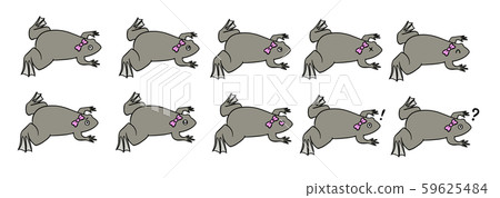 Illustration set of simple Xenopus (female) 59625484