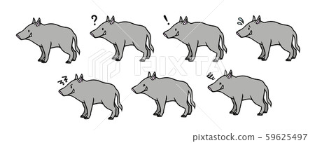 Simple wild boar illustration set Simple wild boar illustration set 59625497