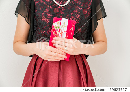 Woman with a congratulatory bag Woman with a congratulatory bag 59625727