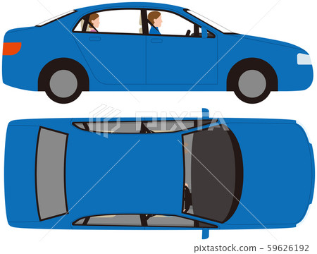 Vehicle Sedan型乘用車的側面和頂部 矢量素材 插圖素材 圖庫