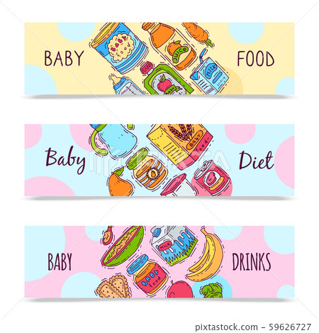 Baby formula food puree vector illustration. Complementary feeding and nutritions for kids. Babies Baby formula food puree vector illustration. Complementary feeding and nutritions for kids. Babies 59626727