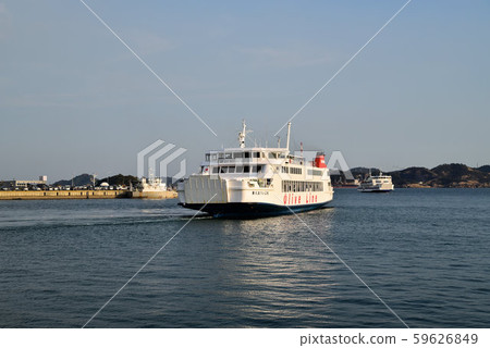Ferry 7 bound for Takamatsu leaving Uno Port Ferry 7 bound for Takamatsu leaving Uno Port 59626849
