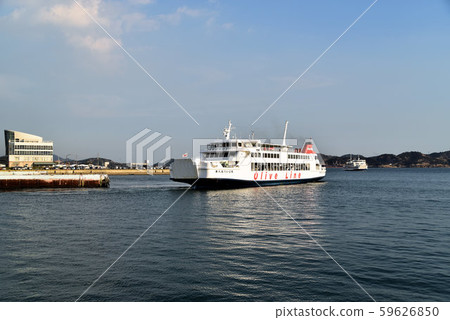 Ferry 6 departing from Uno Port bound for Takamatsu Ferry 6 departing from Uno Port bound for Takamatsu 59626850