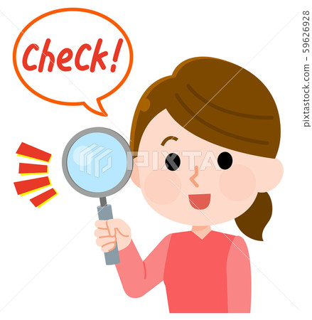 Magnifying Cartoon Check Check Magnifying Glass Female Illustration - Stock Illustration ...