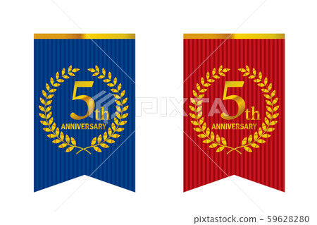 Anniversary logo with the motif of laurel wreath, laurel wreath and garland banner _5th anniversary 59628280