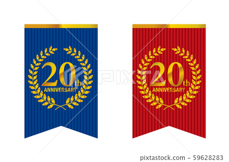 Anniversary logo with laurel, laurel wreath and garland banner as motif Anniversary logo with laurel, laurel wreath and garland banner as motif 59628283