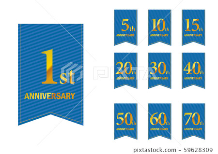 Anniversary logo set with laurel, laurel wreath and garland banner motifs | 1st to 70th anniversary Anniversary logo set with laurel, laurel wreath and garland banner motifs | 1st to 70th anniversary 59628309