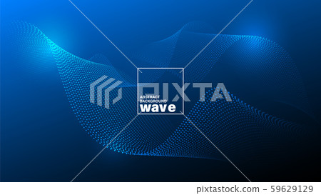 Abstract glowing wave shape on dark blue background. 59629129