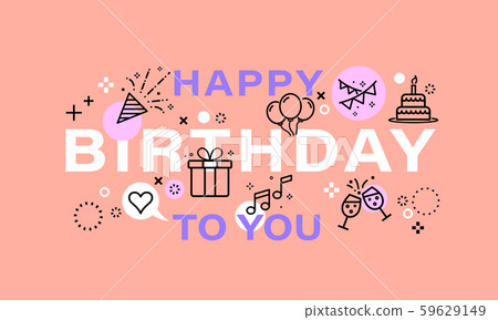 Birthday card design. Celebration party illustration. Birthday card design. Celebration party illustration. 59629149