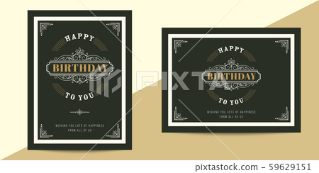 Vintage luxury birthday card template. Retro boutique Invitation. Vintage luxury birthday card template. Retro boutique Invitation. 59629151