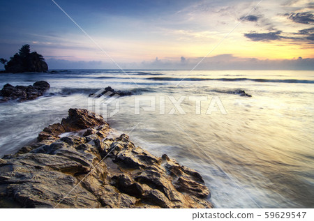 beautiful sea view scenery over stunning sunrise 59629547