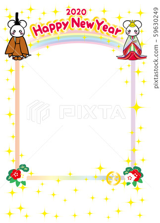 New Year's card 2020 photo frame mouse year yellow twilight dyed twelve single rainbow HappyNewYear vertical New Year's card 2020 photo frame mouse year yellow twilight dyed twelve single rainbow HappyNewYear vertical 59630249