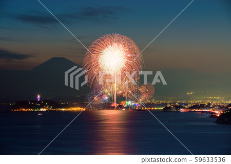 Enoshima, fireworks and Mt. Fuji 59633536