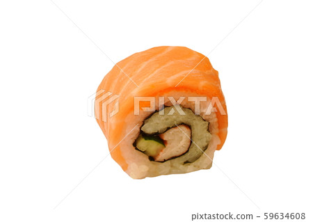 California roll wrapped with slice salmon Sushi Japanese food on white background California roll wrapped with slice salmon Sushi Japanese food on white background 59634608