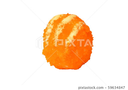 sushi ball rice wrapping by egg shrimp dressing mayonnaise Japanese food on white background 59634847