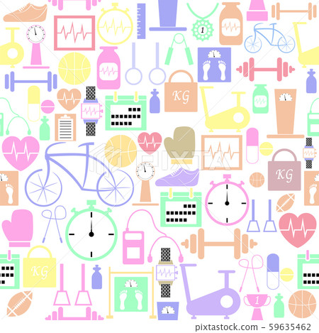 gym seamless pattern background icon. - Stock Illustration [59635462 ...