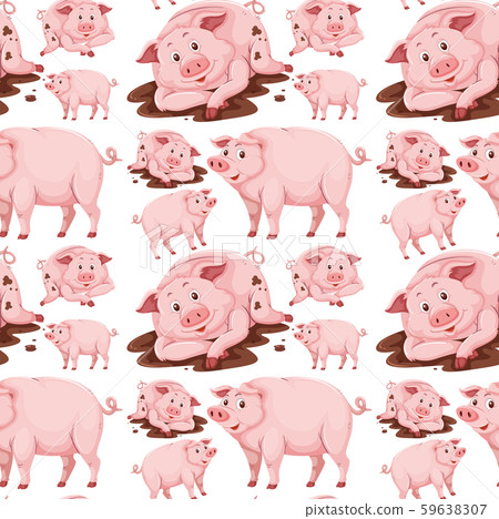 Pig in mud seamless pattern Pig in mud seamless pattern 59638307