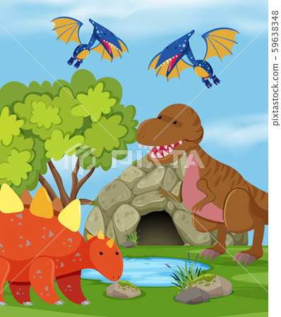 Group of dinosaur in nature Group of dinosaur in nature 59638348