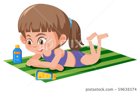 A girl tanning on the towel 59638374