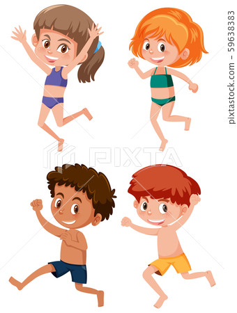 Happy kids waering swimwear Happy kids waering swimwear 59638383