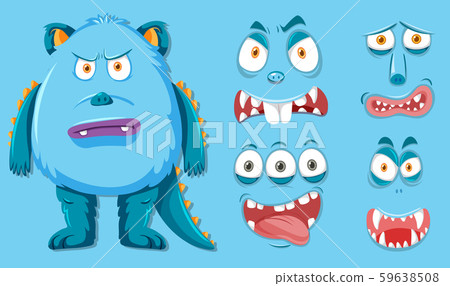 Blue monster with different facial expression 59638508