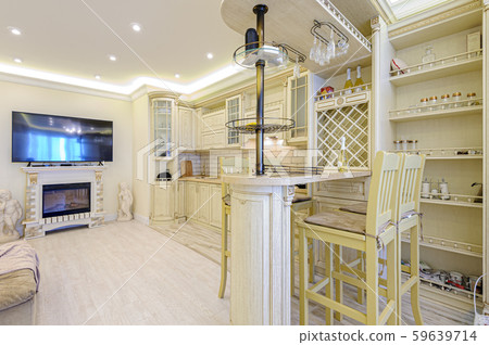 Luxury modern beige kitchen interior Luxury modern beige kitchen interior 59639714