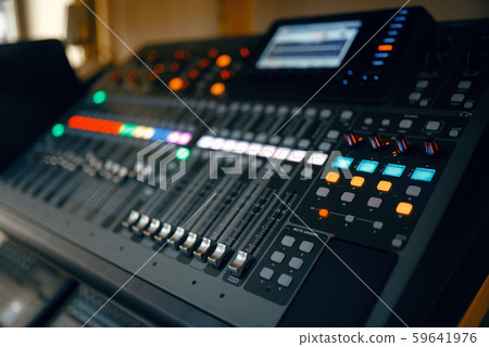 Black digital keyboard in music store, nobody 59641976