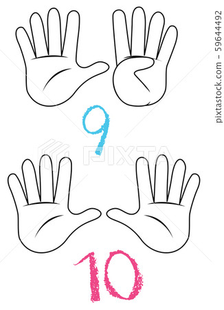 Number and hand gesture Number and hand gesture 59644492