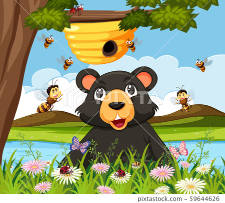 A bear looking at beehive A bear looking at beehive 59644626