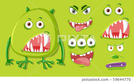 Green monster with different facial expression 59644770