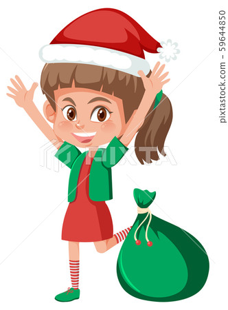 A happy girl wearing christmas dress A happy girl wearing christmas dress 59644850