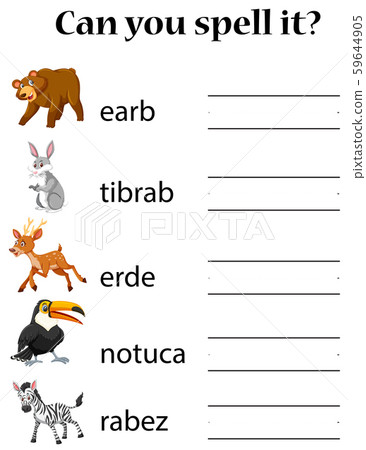 English animal spell worksheet 59644905